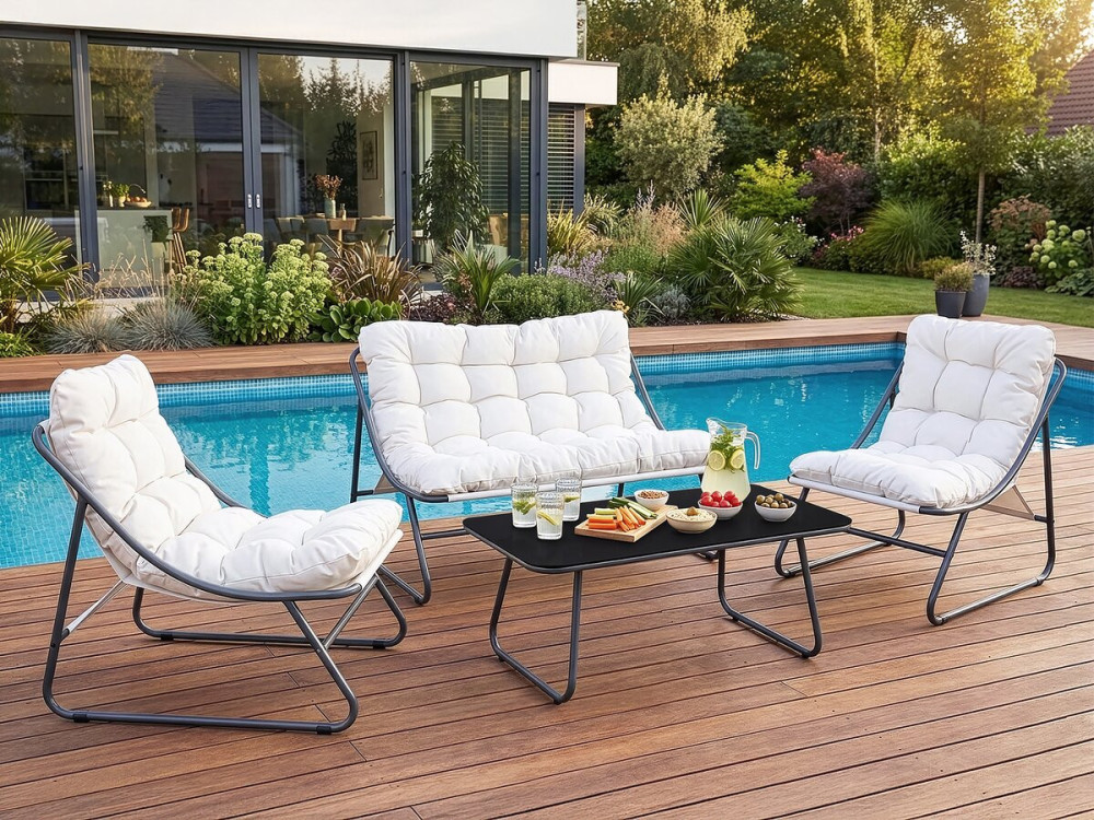 Metalen tuinset "Aria" met kussens - 4 zits - Beige