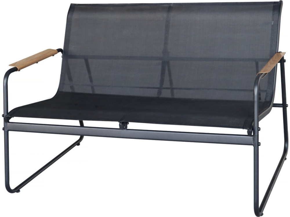 Metalen tuinset "Sparta" met imitatiehoutdecor - 4 zits - Zwart