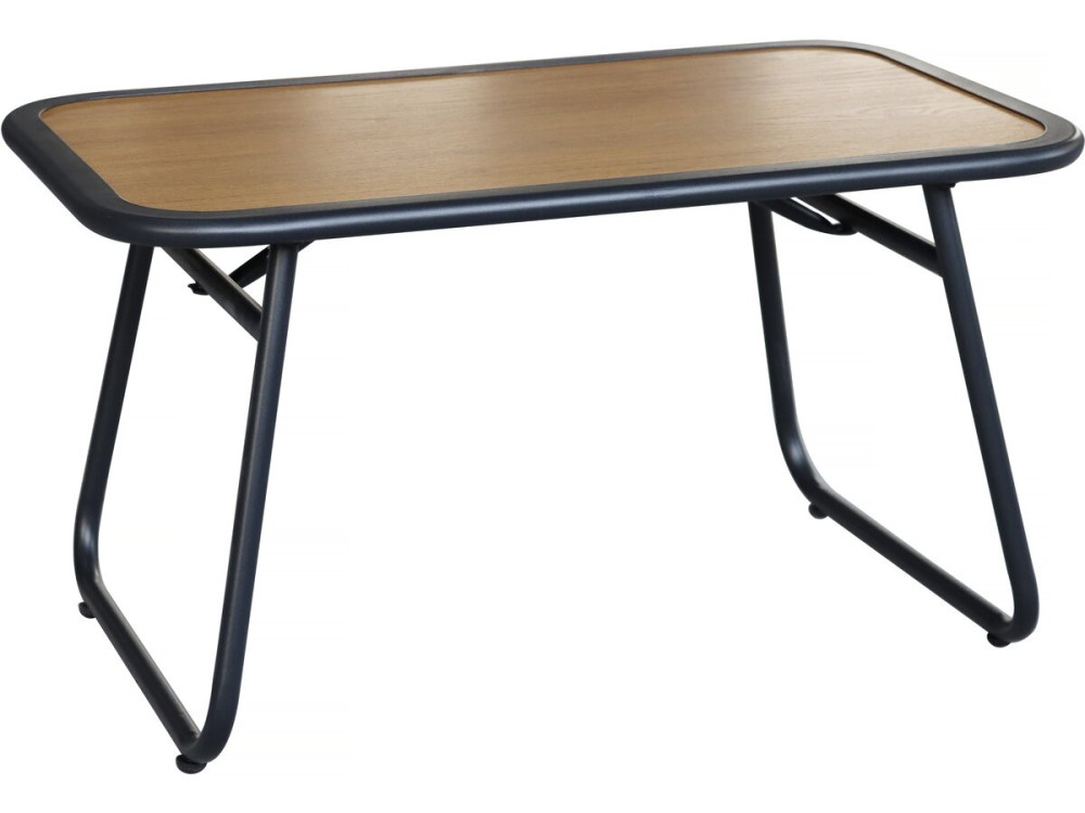 Metalen tuinset "Sparta" met imitatiehoutdecor - 4 zits - Zwart