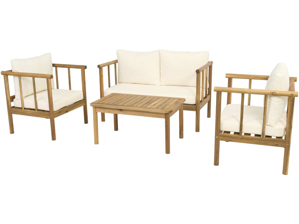 Houten tuinset "Milano" met kussens - 4 zits - Beige