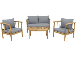 Houten tuinset "Milano" met kussens - 4 zits - Grijs