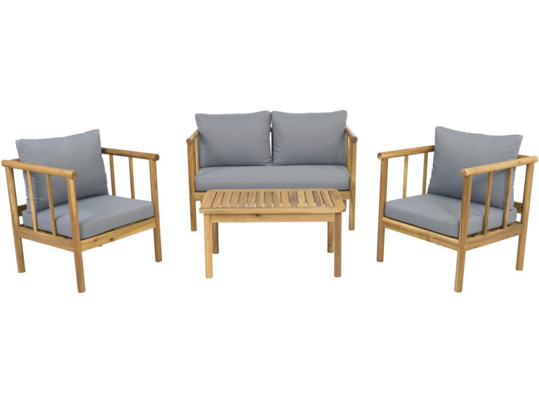 Houten tuinset "Milano" met kussens - 4 zits - Grijs
