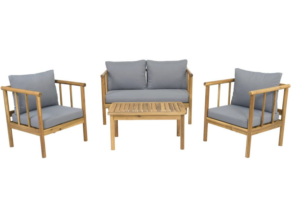 Houten tuinset "Milano" met kussens - 4 zits - Grijs