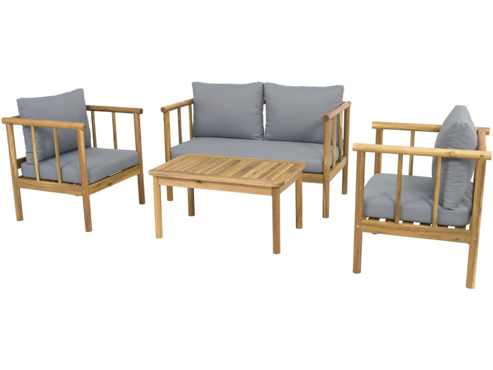 Houten tuinset "Milano" met kussens - 4 zits - Grijs