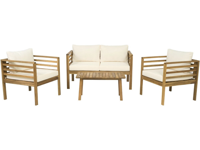 Beckham" houten tuinset met kussens - 4 zits - Beige