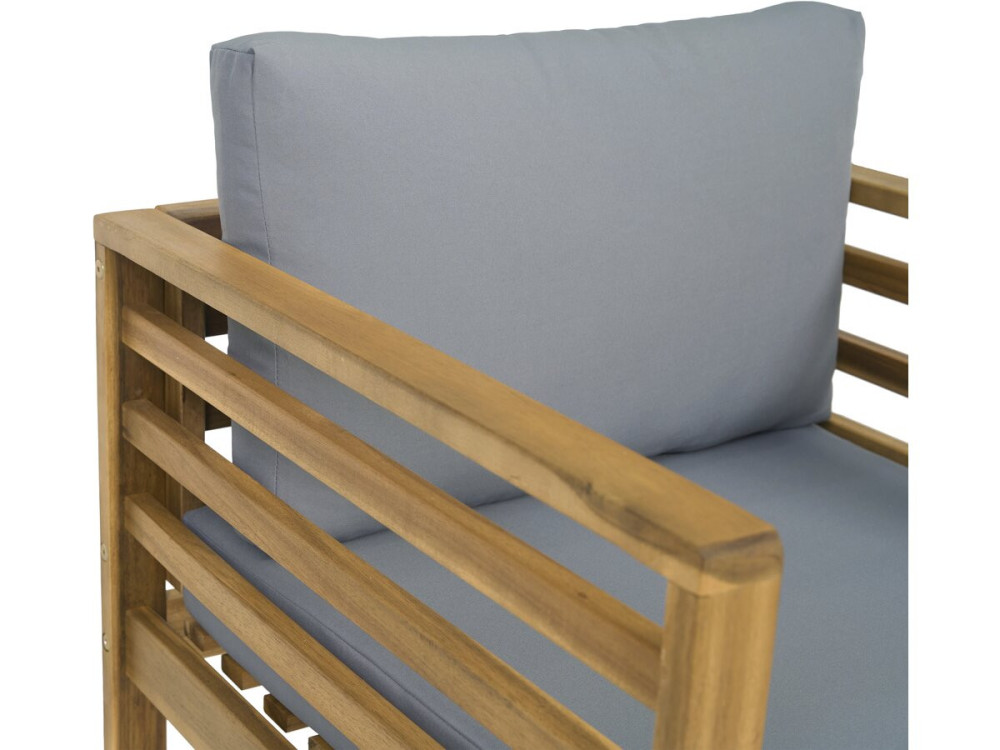 Houten tuinset met kussens "Beckham" - 4 zits - Grijs