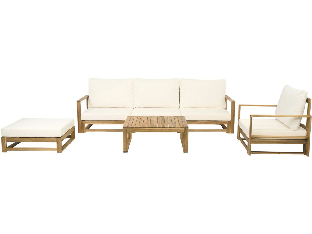 Bellingham" modulaire houten tuinset met kussens - 5 zits - Beige