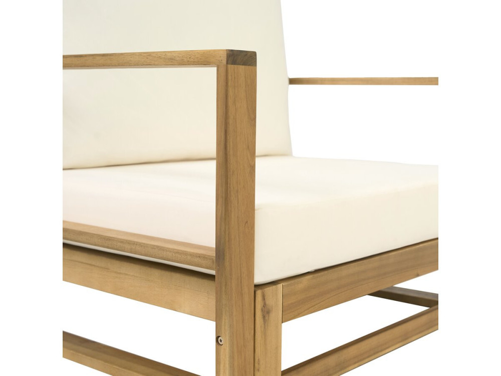 Bellingham" modulaire houten tuinset met kussens - 5 zits - Beige