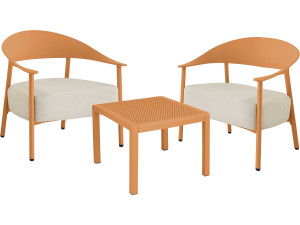 Céora" tuinmeubelset van metaal en kunststof - 2 zits - Oranje