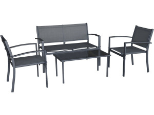 Lino II" metalen tuinset - 4 zits - Zwart