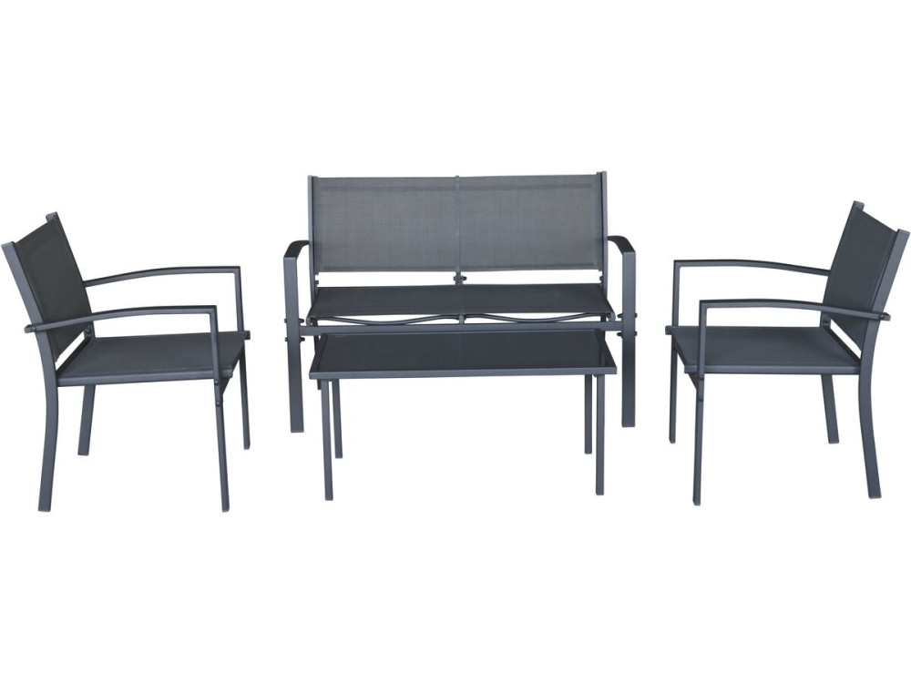 Lino II" metalen tuinset - 4 zits - Zwart