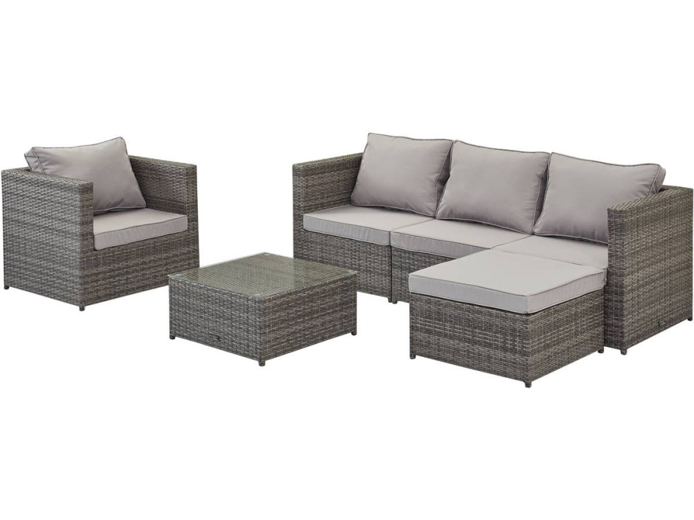 Tuinlounge  in gevlochten hars "monaco" - florida - grijs