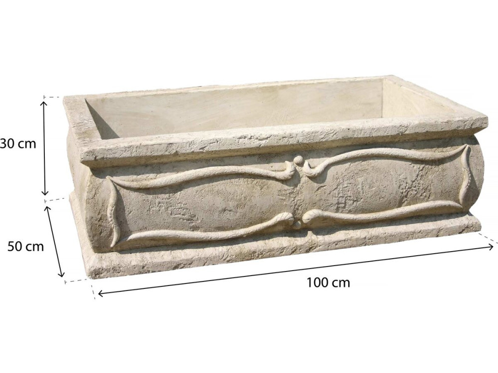 Grote "Verone" plantenbak - steen - 50 x 100 x 30 cm