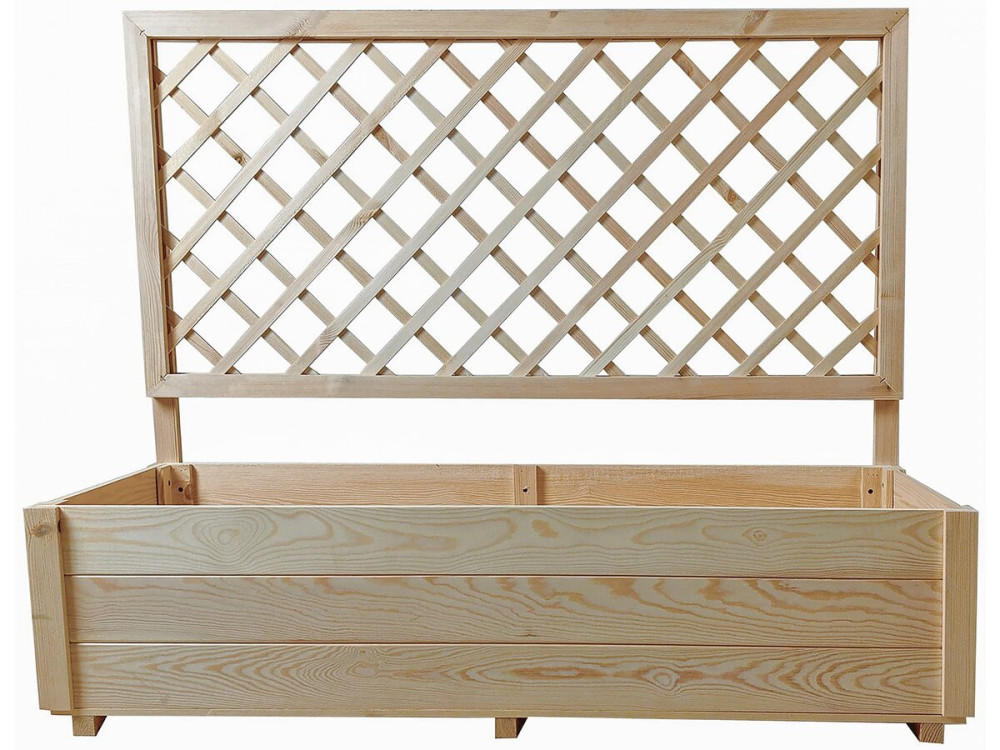 Houten plantenbak "Orpin" met traliewerk - 98 x 34 x 104 cm