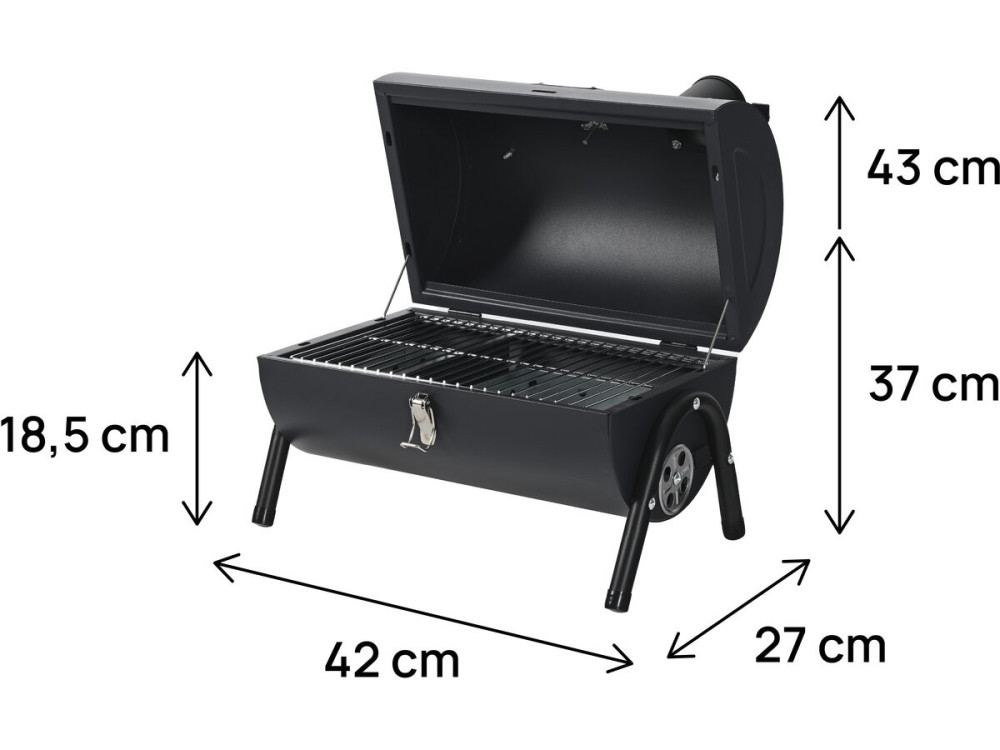 BBQ houtskool barbecue draagbare bbq "Captain" - 42 x 27 x 43 cm - Zwart