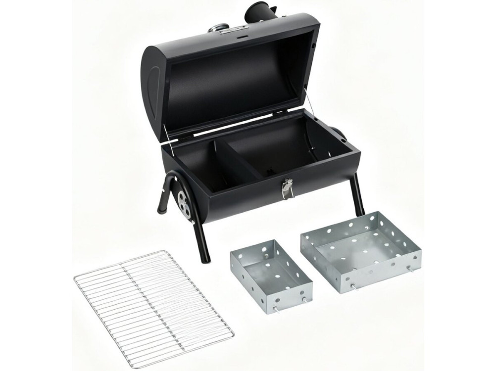 BBQ houtskool barbecue draagbare bbq "Captain" - 42 x 27 x 43 cm - Zwart