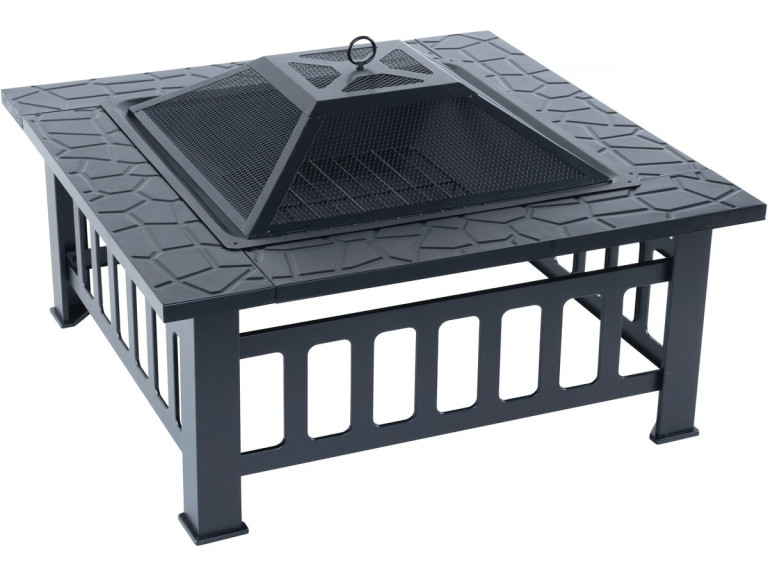 Vuurschaal BBQ 3 in 1 barbecue met vonkenscherm "Flaméo" - Zwart