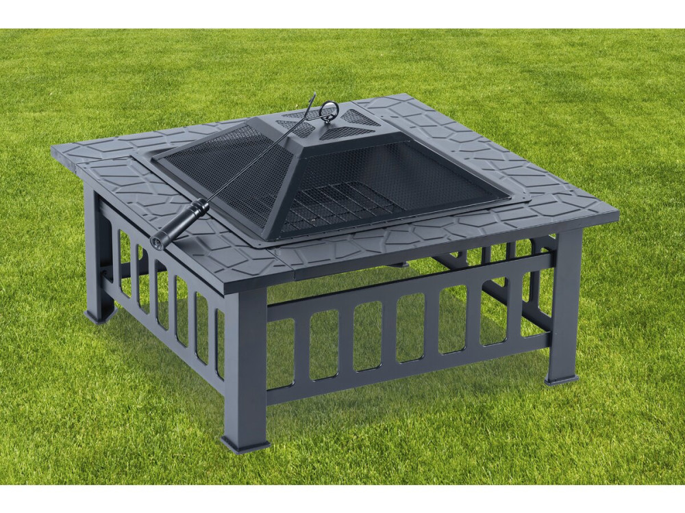 Vuurschaal BBQ 3 in 1 barbecue met vonkenscherm "Flaméo" - Zwart