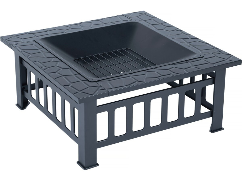Vuurschaal BBQ 3 in 1 barbecue met vonkenscherm "Flaméo" - Zwart