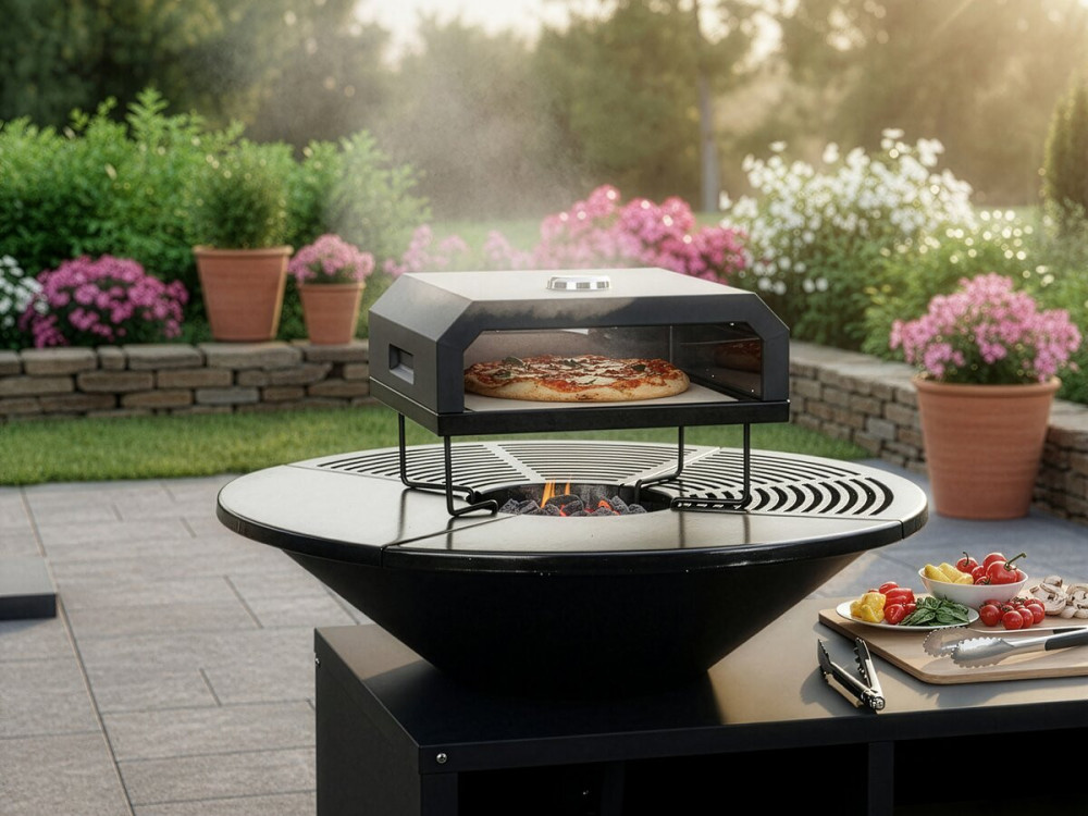 Pizzello" barbecue pizzaoven - 40 x 35 x 28 cm - Zwart