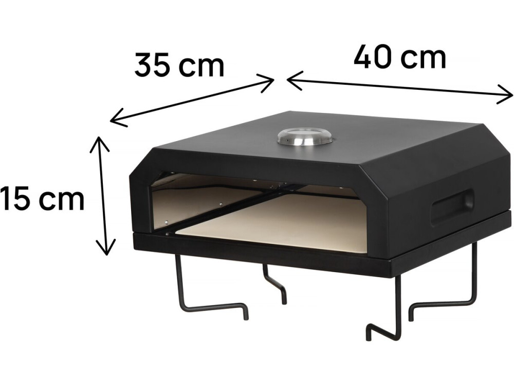 Pizzello" barbecue pizzaoven - 40 x 35 x 28 cm - Zwart