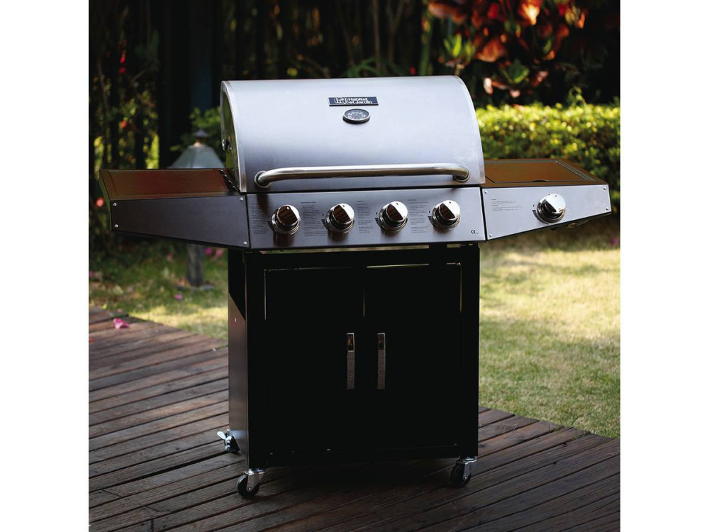 Gas BBQ gasbarbecue barbecue "Party 5" - 5 branders waarvan 1 zijbrander - 15,2 kW