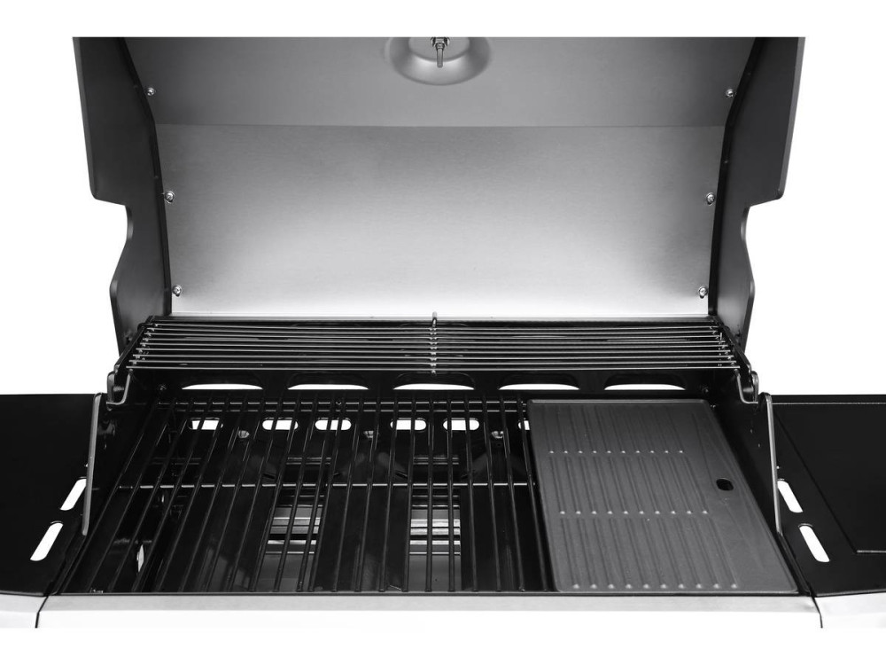 Gas BBQ gasbarbecue barbecue met led "Bingo 5" - 5 branders waarvan 1 zijbrander - 15,2 kW + beschermhoes - Zilver