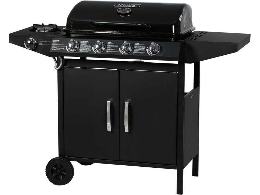 Gas BBQ gasbarbecue barbecue "Festa 5" - 5 branders waarvan 1 zijbrander - 12,9 Kw- Zwart