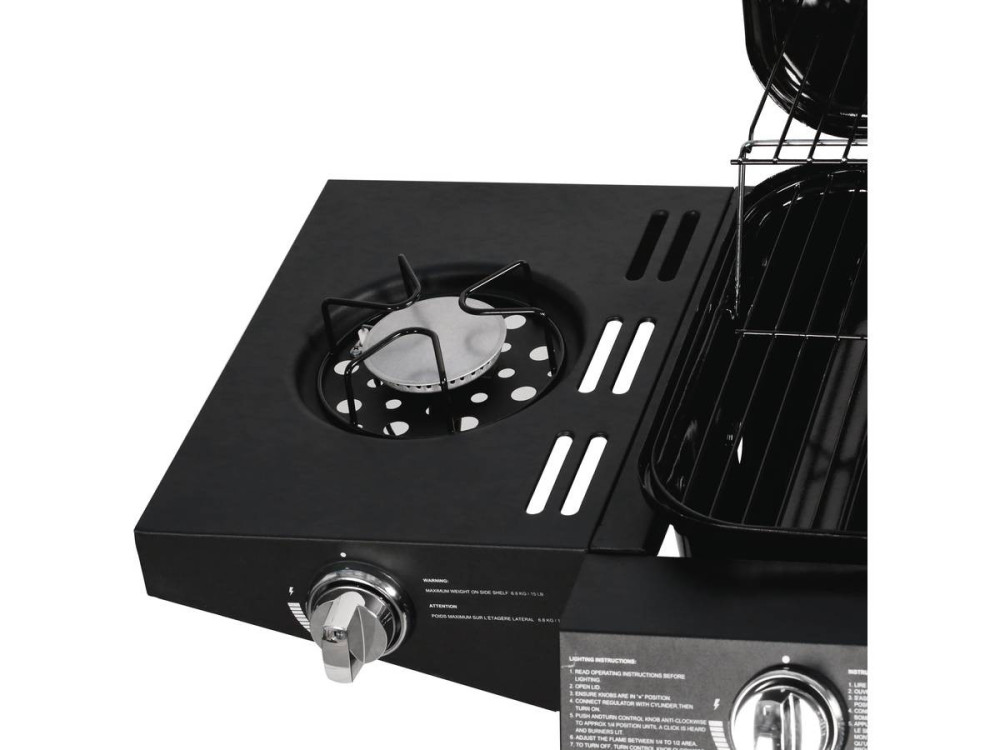 Gas BBQ gasbarbecue barbecue "Festa 5" - 5 branders waarvan 1 zijbrander - 12,9 Kw- Zwart