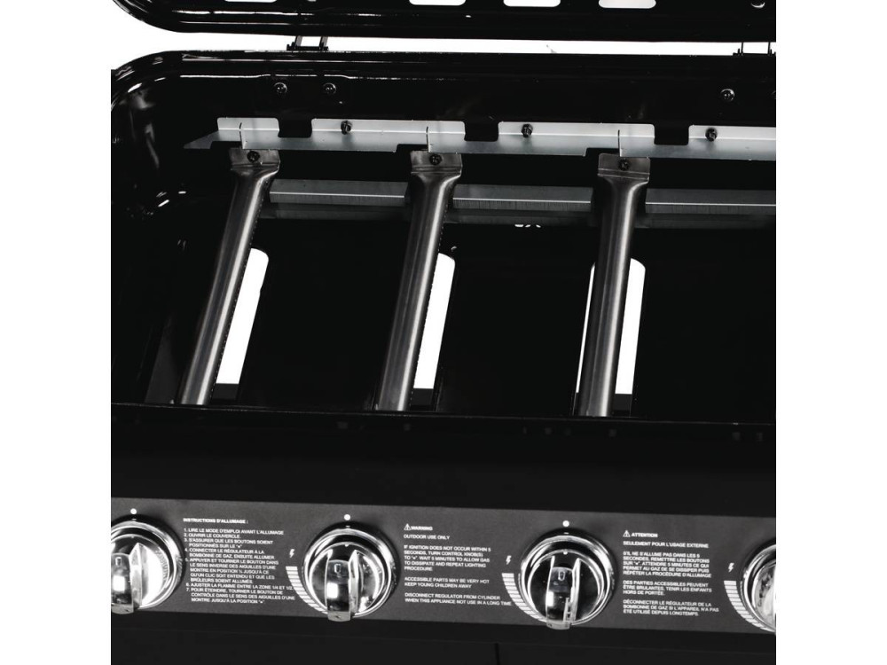 Gas BBQ gasbarbecue barbecue "Festa 5" - 5 branders waarvan 1 zijbrander - 12,9 Kw- Zwart