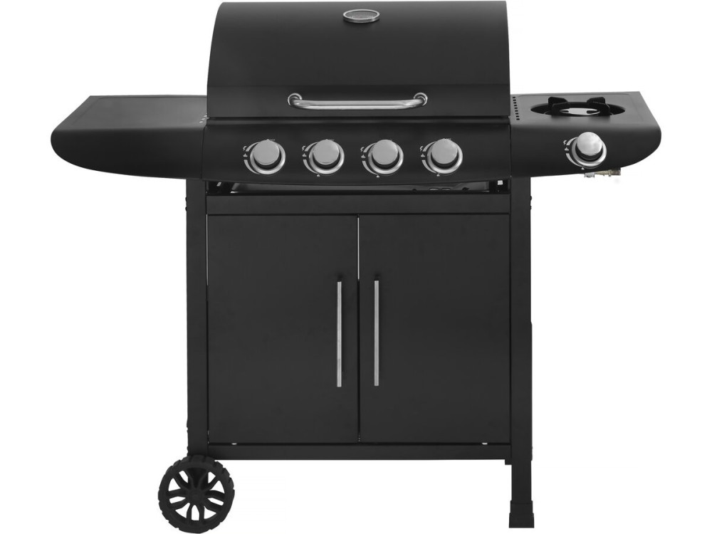 Gas BBQ gasbarbecue barbecue "Feria 5" - 5 branders waarvan 1 zijbrander - 14,5 kW - Zwart