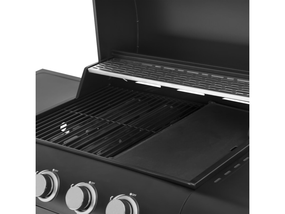 Gas BBQ gasbarbecue barbecue "Feria 5" - 5 branders waarvan 1 zijbrander - 14,5 kW - Zwart