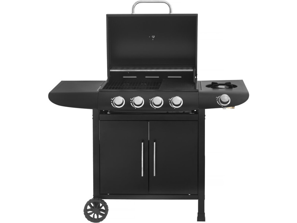 Gas BBQ gasbarbecue barbecue "Feria 5" - 5 branders waarvan 1 zijbrander - 14,5 kW - Zwart