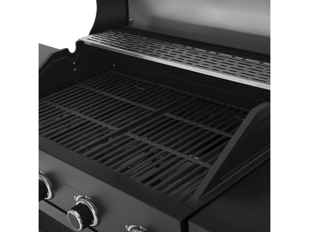 Gas BBQ gasbarbecue barbecue outdoor keuken - 12 kW - 4 branders - Zwart