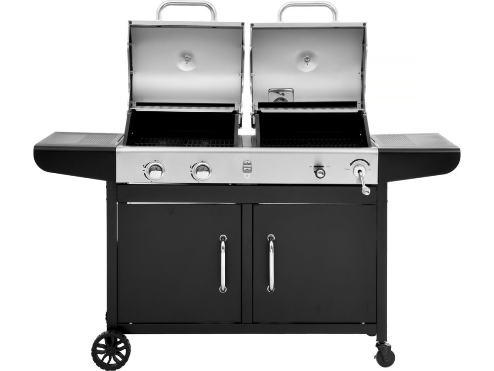 BBQ 2 in 1 gas en houtskool barbecue "Western" - Zwart