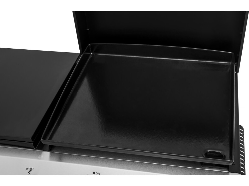 Plancha gas bbq gasgrill bakplaat met deksel "Rasio" - 7,5 kW - 3 branders - Zwart