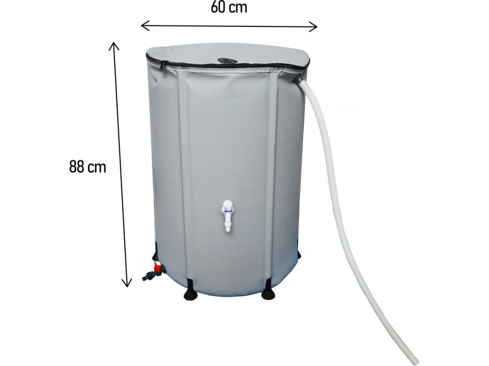 Regenton waterreservoir soepel pvc 250 liter - Grijs