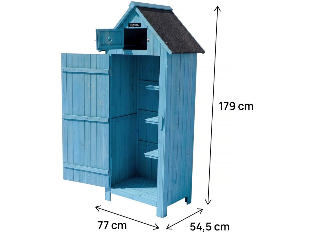 Tuinkast houten tuin berging "Cabanon" - 77 x 54,5 x 179 cm - Blauw hemelsblauw