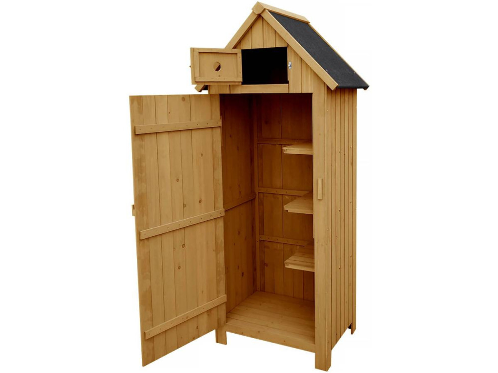Tuinkast houten tuin berging "Cabanon" - 77 x 54,5 x 179 cm - Bruin - kastanjebruin