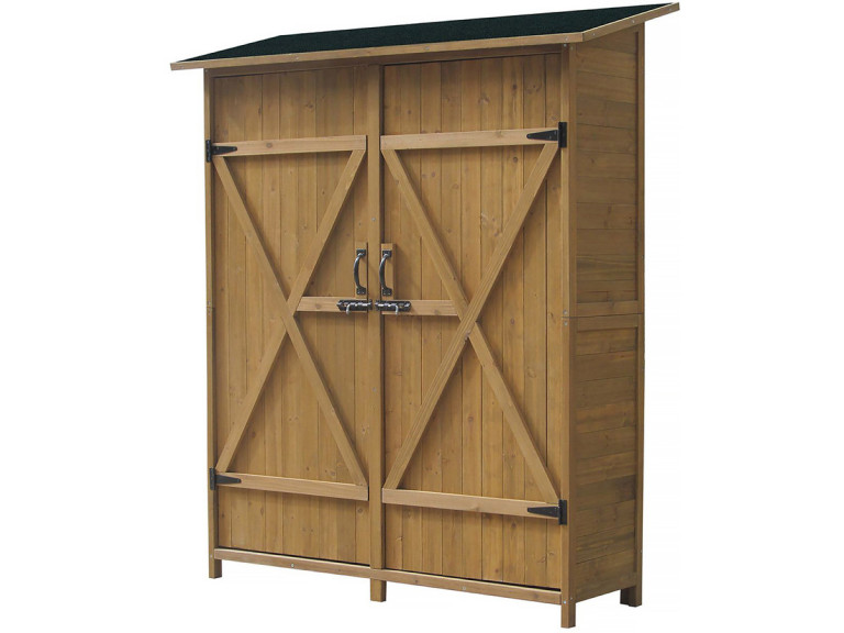 Tuinkast houten tuin berging "Espacio"- 140 x 49 x 162 cm - Bruin - kastanjebruin