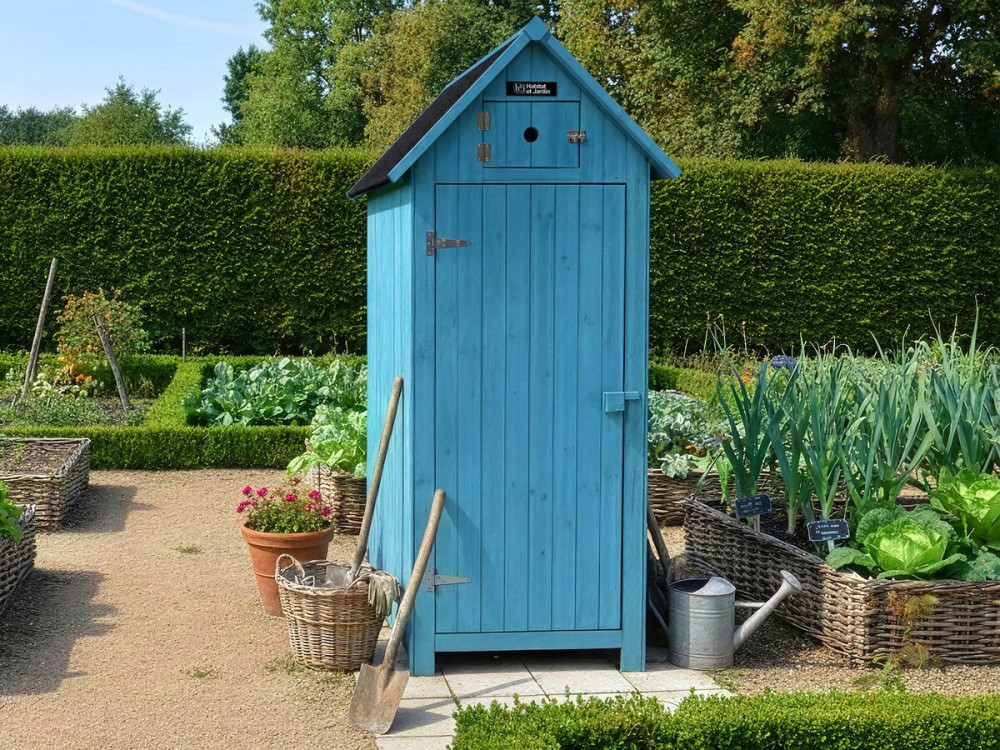 Tuinkast houten tuin berging "Cabanon" - 77 x 54,5 x 179 cm - Blauw hemelsblauw