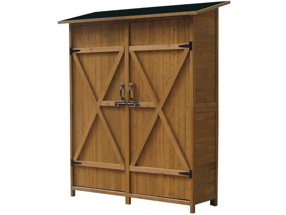 Tuinkast houten tuin berging "Espacio" - 140 x 49 x 162 cm - Bruin - kastanjebruin
