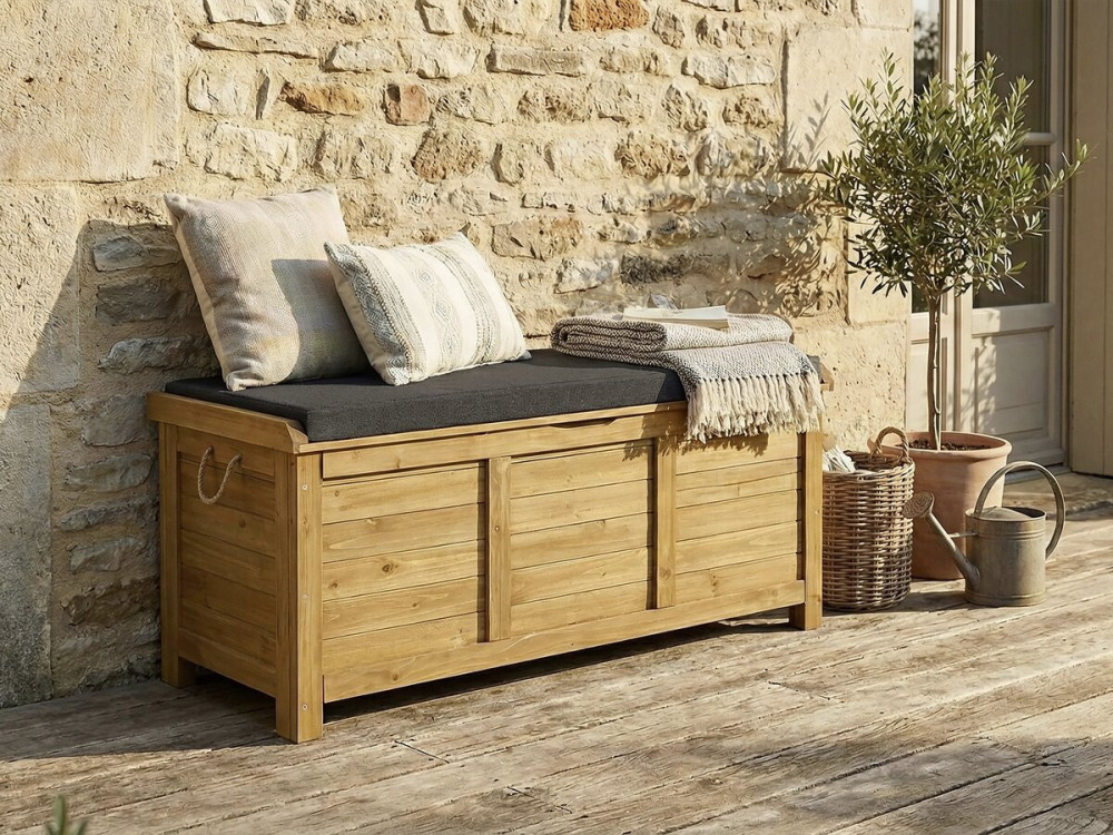 Opbergbox houten tuinkist "Gana" - 125 x 60 x 54 cm - Bruin - kastanjebruin