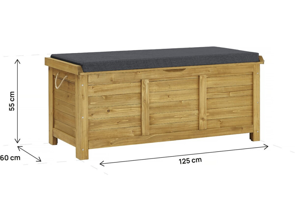 Opbergbox houten tuinkist "Gana" - 125 x 60 x 54 cm - Bruin - kastanjebruin