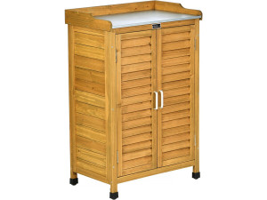 Houten tuinkast "Alexia" met wielen - 66 x 41 x 101 cm - Bruin