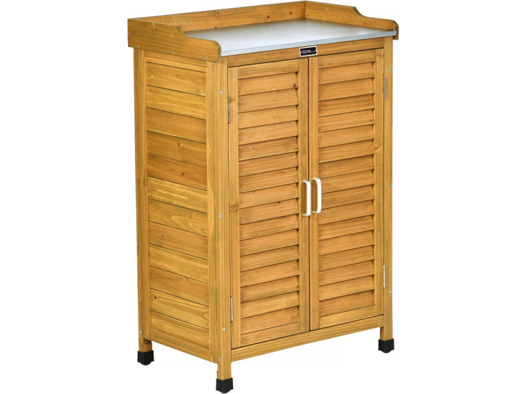 Houten tuinkast "Alexia" met wielen - 66 x 41 x 101 cm - Bruin