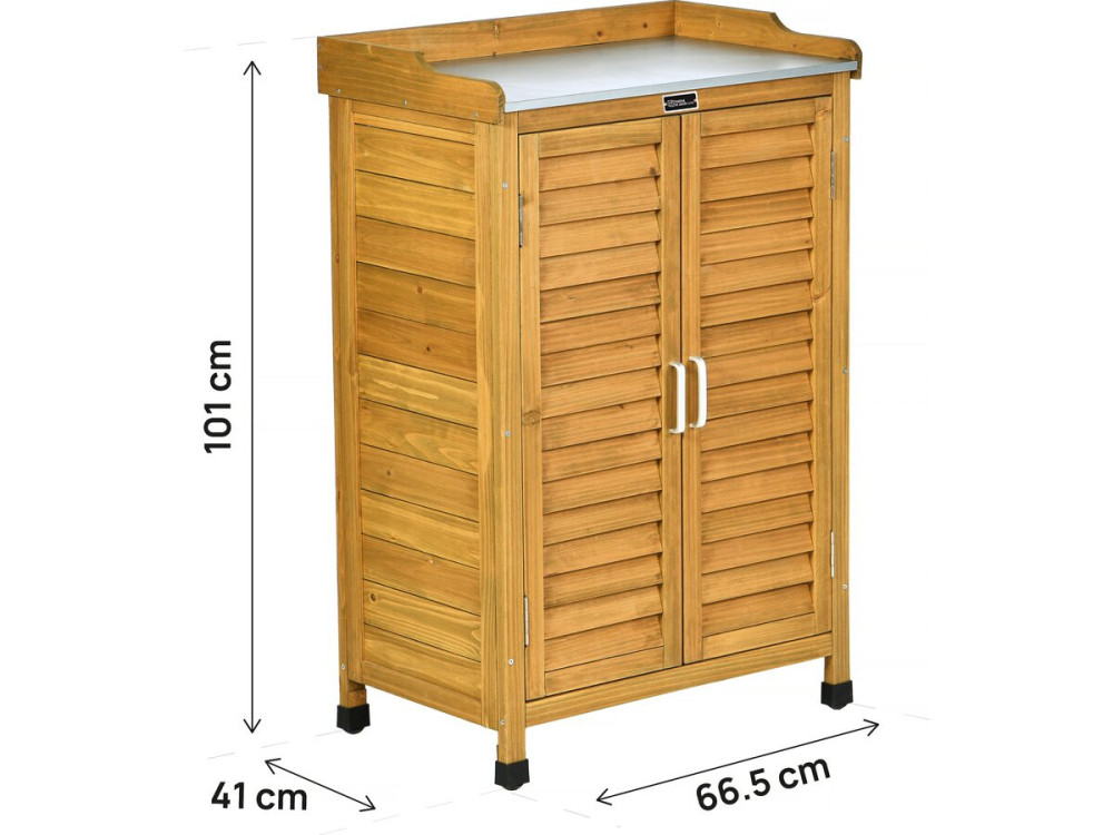 Houten tuinkast "Alexia" met wielen - 66 x 41 x 101 cm - Bruin