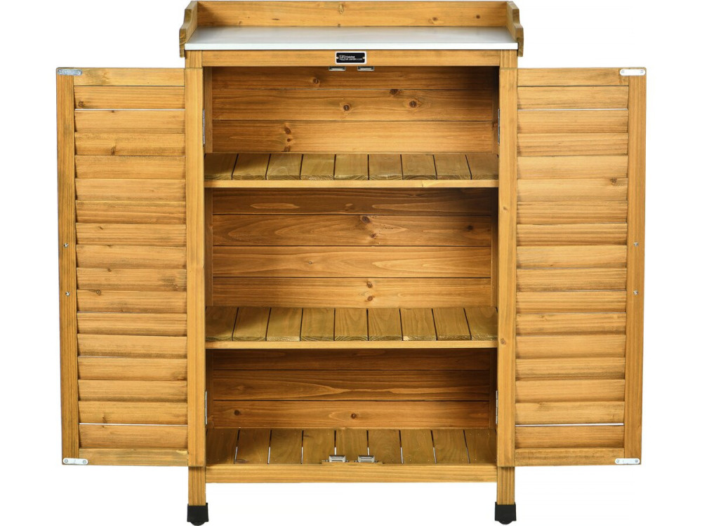 Houten tuinkast "Alexia" met wielen - 66 x 41 x 101 cm - Bruin