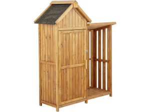 Houten tuinkast "Noé" met houtopslag - 136 x 57 x 170 cm - Bruin