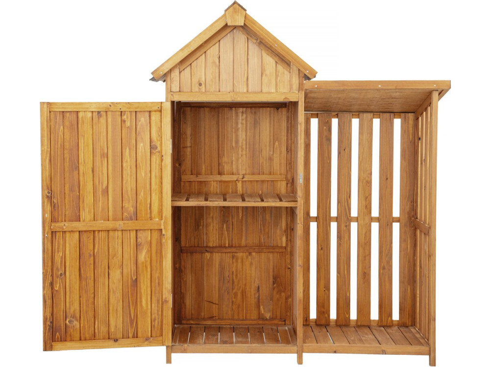 Houten tuinkast "Noé" met houtopslag - 136 x 57 x 170 cm - Bruin